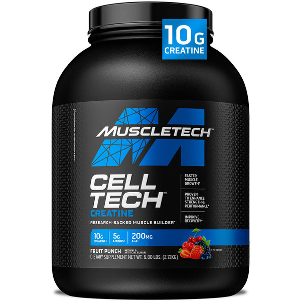 Creatine Monohydrate Powder | MuscleTech Cell-Tech Creatine Powder | Post Workout Recovery Drink | Muscle Builder for Men & Women | Musclebuilding Creatine Supplements | Fruit Punch, 6 lbs (56 Serv)