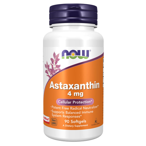 NOW Foods Supplements, Astaxanthin 4 mg derived from Non-GMO Haematococcus Pluvialis Microalgae and has naturally occurring Lutein, Canthaxanthin and Beta-Carotene, 90 Softgels