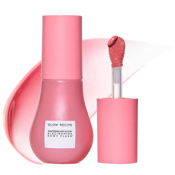Glow Recipe Niacinamide Dewy Flush Tinted Serum - 100% Glowy Skincare Makeup to Smooth, Hydrate & Brighten - Liquid Korean Makeup with Buildable Soft Pink Tint - Watermelon Flush (0.4 oz)