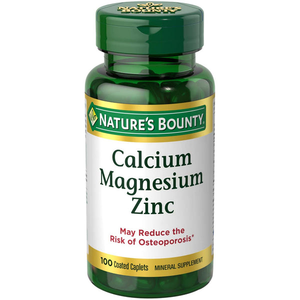 Nature's Bounty Calcium Magnesium & Zinc Caplets, Immune & Supporting Bone Health, 100 Count