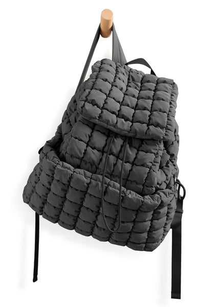 ODODOS Quilted Backpack 2.0 for Women Lightweight Puffer Hiker Pack Drawstring Padding Travel Gym Bag, Charcoal