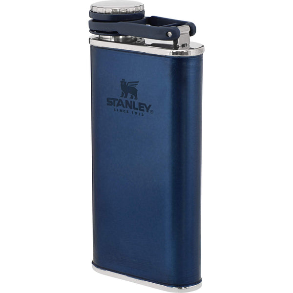 Stanley Classic Easy Fill Wide Mouth Flask 8 oz | Leakproof Hip Flask | Hinge Connected Never Lose Cap | Insulated Stainless Steel Liquor Container | BPA-Free | Blue