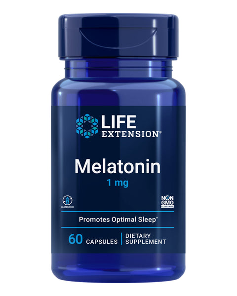 Life Extension Melatonin 1 mg - for Restful Night, Hormone Balance, and Immune Health - Immediate Release - Gluten-Free, Non-GMO - 60 Capsules