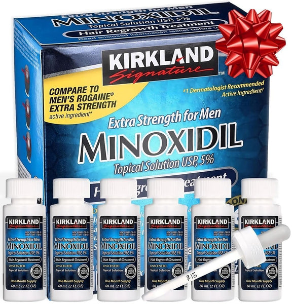 Minoxidil for Men 5% Extra Strength Hair Regrowth for Men fLsbok, 6 Month Supply by Kirkland Signature, 6 Pack (2 oz Bottle)