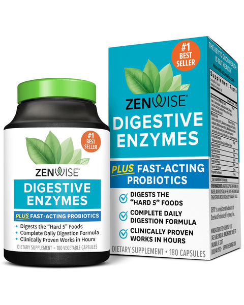 Zenwise Health Digestive Enzymes for Gut Health - Probiotic Multi Enzymes with Prebiotics and Probiotics for Women and Men for Digestive Health and Bloating Relief, Daily Enzymes for Digestion -180 CT