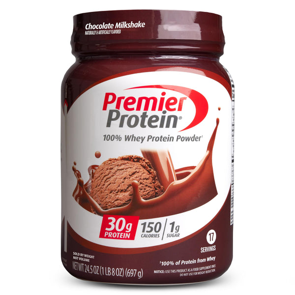 Premier Protein Powder, Chocolate Milkshake, 30g Protein, 1g Sugar, 100% Whey Protein, Keto Friendly, No Soy Ingredients, Gluten Free, 17 Servings, 24.5 Ounce (Pack of 1)