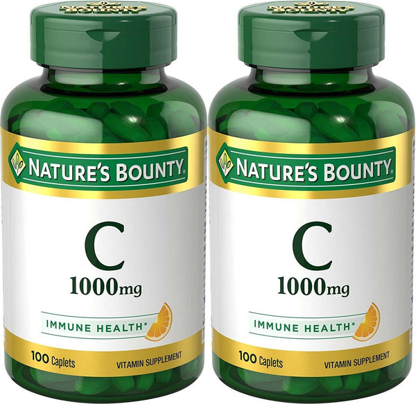 Nature's Bounty Vitamin C, 1000mg, Supports Immune Health, 100 Caplets (Pack of 2)