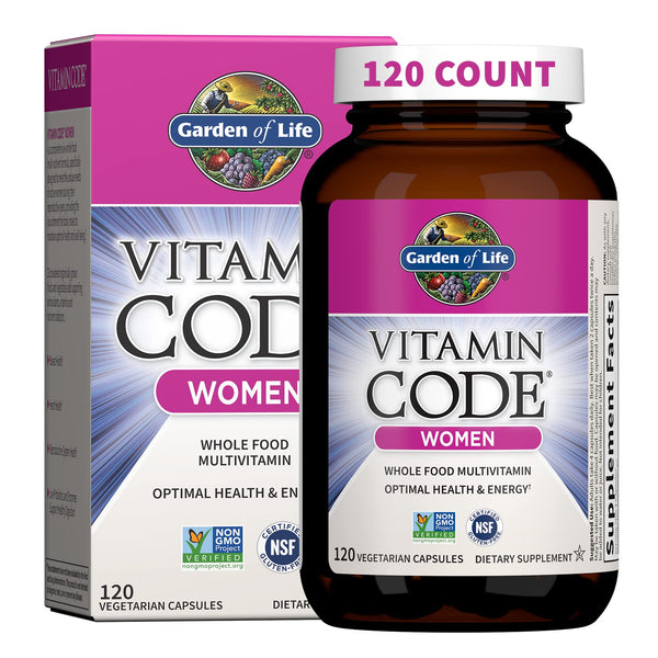 Garden of Life Multivitamin for Women, Vitamin Code Women's Multi - 120 Capsules, Whole Food Womens Multi, Vitamins, Iron, Folate not Folic Acid & Probiotics for Womens Energy, Vegetarian Supplements