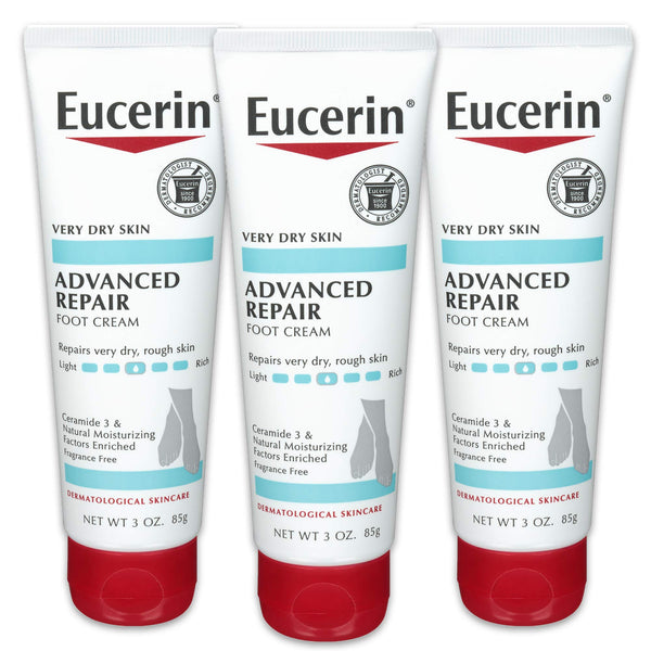 Eucerin Advanced Repair Foot Cream, Skin Care Gifts for Mom, Fragrance Free Foot Care Cream for Dry Feet and Heels, 3 Oz Tube