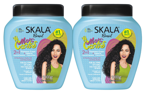 2 Pack SKALA Mais Cachos Hydrates Curls, Eliminates Frizz, For Curly Hair - 2 IN 1 Conditioning Treatment Cream and Cream To Comb 35.2oz New