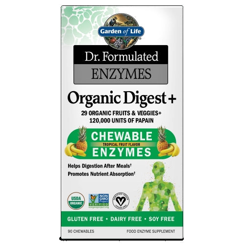 Garden of Life Dr. Formulated Enzynes Organic Digest+ Tropical Fruit 90 Chews
