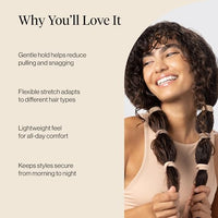 Thumbnail for Image 3 of Kitsch Elastic Hair Ties No Damage | Stretchable Hair Bands - Neutral 12pcs