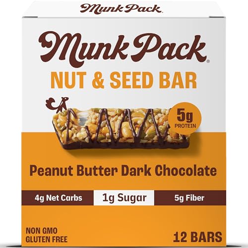Image 1 of Default Title for the product Munk Pack Fiber Nut Bars, 5g Fiber, Peanut Butter Dark Chocolate | 12 Count