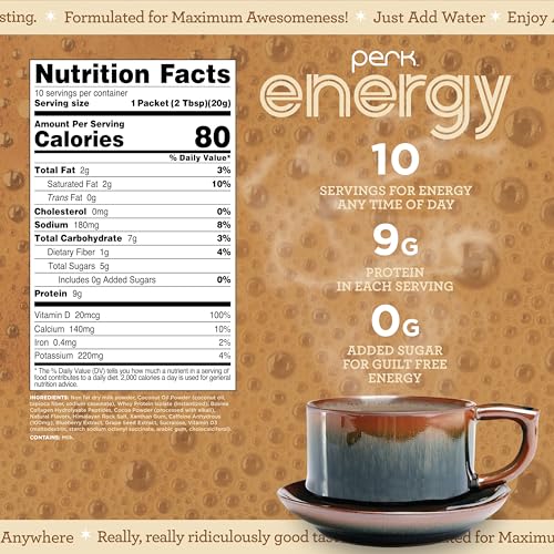 Image 2 of Perk Energy Drink Mix (Tan Mocha Latte) 10 Stick Packs, Gluten-Free