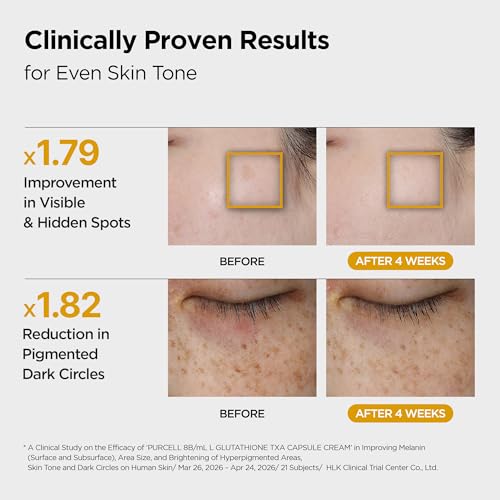 Image 7 of PURCELL TXA Capsule Cream with 5% Tranexamic Acid + 5% Niacinamide – L-Glutathione Antioxidant Moisturizer for Even-Toned Skin, Reduces Dullness & Uneven Skin Tone, All Skin Types (2.71 fl oz / 80ml)