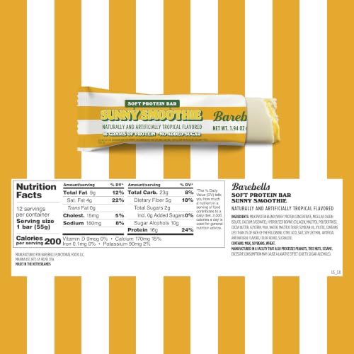 Image 2 of BAREBELLS Barebells Soft Protein Bars, Sunny Smoothie, 16g Protein, 12 Count