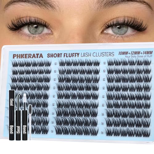 Image 18 of Short Fluffy Cross Kit No Tweezer (10-14mm) for the product PHKERATA Wispy Eyelash Clusters