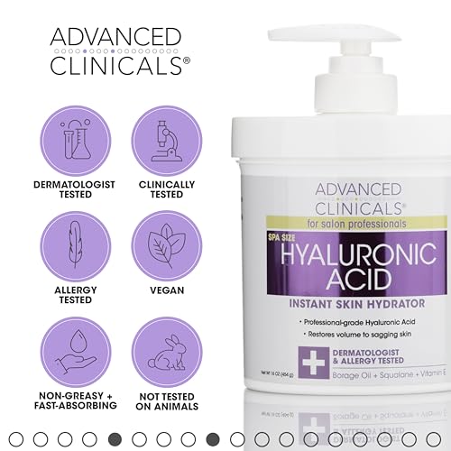 Image 4 of Advanced Clinicals Hyaluronic Acid Hydrating Cream  Hyaluronic Acid Moisturizing Gel Face Mask Set