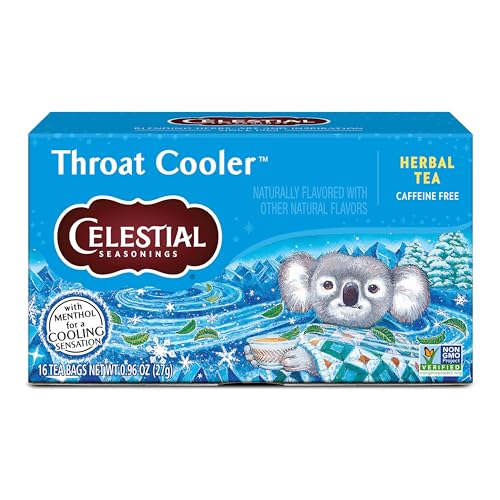 Image 1 of Default Title for the product Celestial Seasonings Throat Cooler Herbal Tea, Caffeine Free, 16 Tea Bags Box