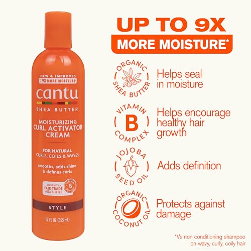Image 3 of Cantu Moisturizing Curl Activator Cream for Natural Hair with Pure Shea Butter, 12 fl oz (Pack of 2)