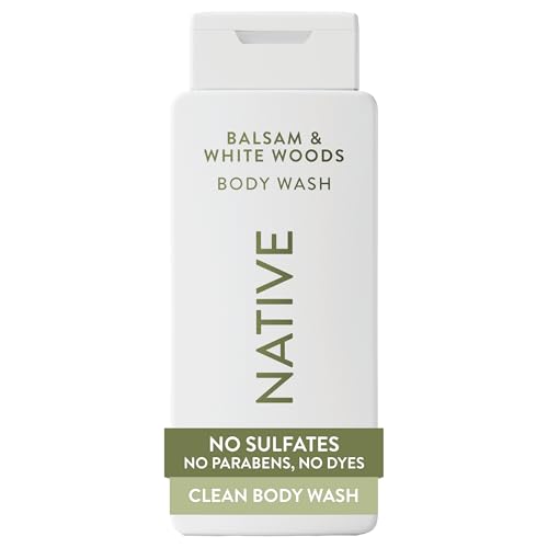 Image 1 of Default Title for the product Native Clean Body Wash, Gentle & pH-balanced for Sensitive Skin, 24-Hr Freshness, Vegan & Cruelty-Free, Balsam & White Woods, 18 Fl Oz (Pack of 6)