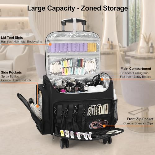 Image 4 of Relavel Hair Tools Travel Bag, Rolling Makeup Case, Heat Resistant Lining