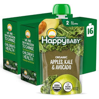 Thumbnail for Image 1 of Default Title for the product Happy Baby Clearly Crafted Stage 2 Apples Kale & Avocados 4oz Pouch (16)