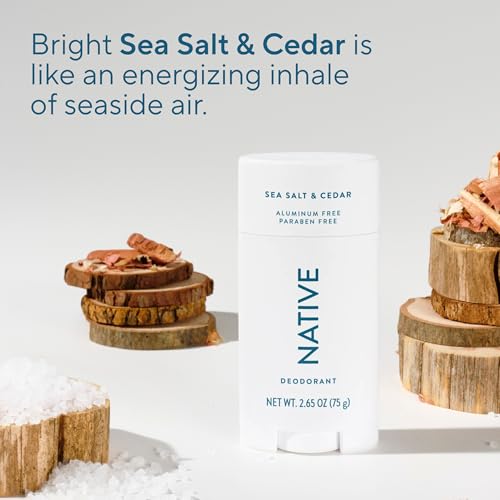 Image 4 of Native Deodorant Contains Naturally Derived Ingredients, 72 Hour Odor Control, Deodorant for Women and Men, Aluminum Free, Sea Salt & Cedar 2.65oz