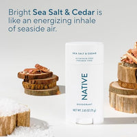 Thumbnail for Image 4 of Native Deodorant Contains Naturally Derived Ingredients, 72 Hour Odor Control, Deodorant for Women and Men, Aluminum Free, Sea Salt & Cedar 2.3 Ounce (Pack of 12)