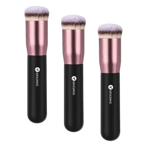 Image 1 of Default Title for the product KINGMAS Round Foundation Brush, Premium Face Kabuki Makeup Brush (Pack of 3)