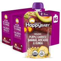 Thumbnail for Image 4 of Purple Carrots, Bananas, Avocados & Quinoa / 4 Ounce (Pack of 16) for the product Happy Baby Clearly Crafted Stage 2 Baby Food