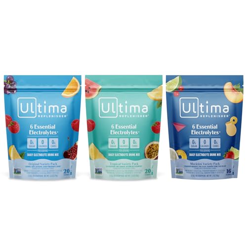 Image 1 of Default Title for the product Ultima Replenisher Daily Electrolyte Powder Drink Mix ? Sugar Free ? Tropical, Mocktini, Original Variety, 56 Stickpacks