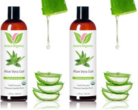 Thumbnail for Image 2 of 12 Fl Oz (Pack of 2) for the product Organic Aloe Vera Gel for Skin, Face, Body, After Sun Care - USDA Certified Organic, 12 fl. oz.