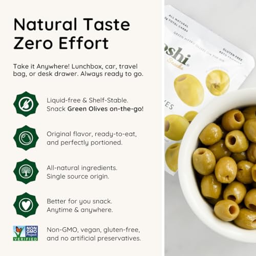 Image 3 of Poshi Green Pitted Olive Snack Packs, Original, 1.1 oz (Pack of 10)