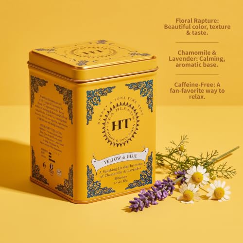 Image 2 of Harney & Sons Master Yellow & Blue Tea Tin - Herbal Blend of Chamomile, Lavender, and Cornflowers - 0.9 Ounces, 20 Sachets 1 Pack