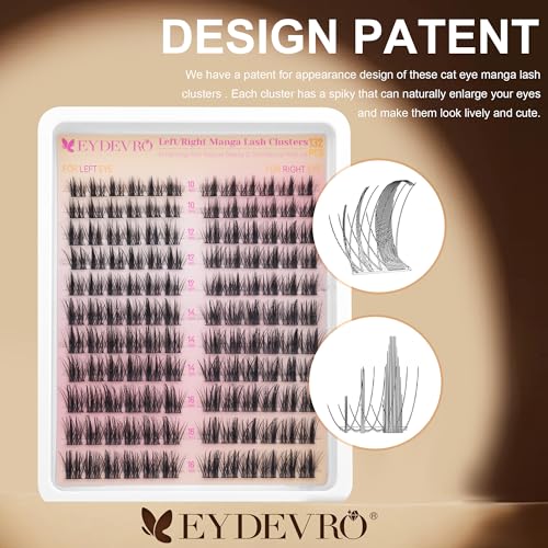 Image 6 of EYDEVRO Manga Lash Clusters Wispy Eyelash Clusters Natural Cat Eye Lashes