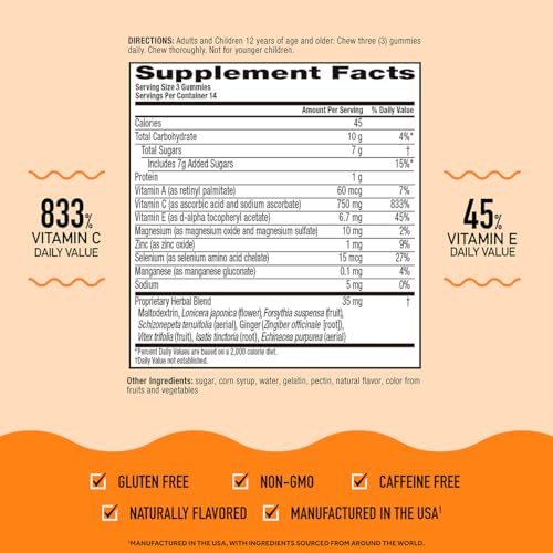 Image 5 of Airborne 750mg Vitamin C Immune Support Supplement Gummies for Adults, 42 Gummies (3 Pack)