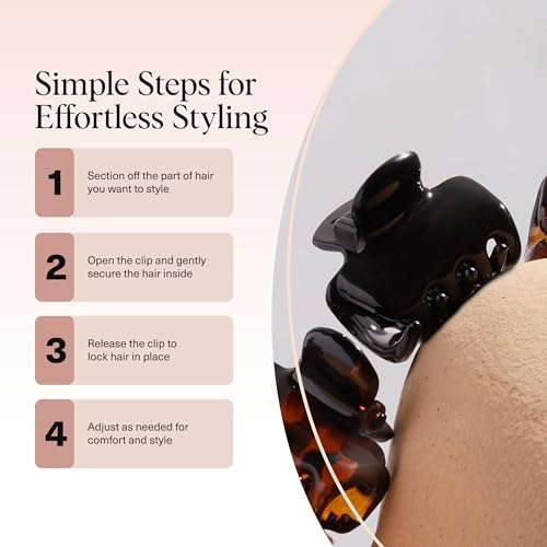 Image 7 of Kitsch Small Hair Clips for Women - Black & Tortoise, 6 Pcs
