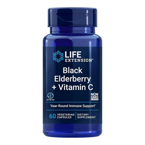 Life Extension Black Elderberry + Vitamin C 60 Veg Caps