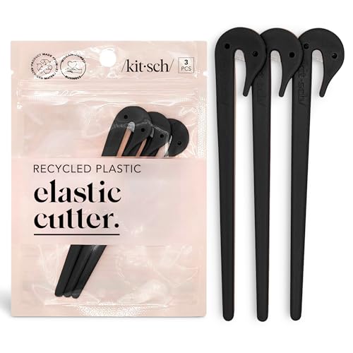 Image 2 of Black for the product Kitsch Elastic Hair Tie Cutter Tool - 3pc Set