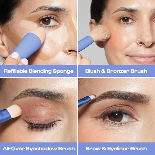 Image 4 of ALLEYOOP Multi-Tasker 4-in-1 Travel Makeup Brush Set, Blush Sponge