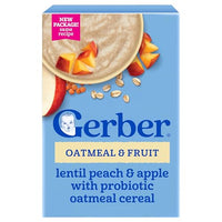 Thumbnail for Image 1 of Default Title for the product Gerber Powerblend Oatmeal Lentil Peach Apple Cereal, 8 Oz, 5 Pack