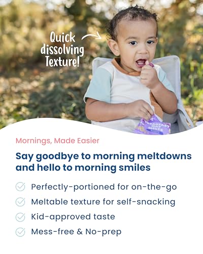 Image 5 of Amara Breakfast Oat Melts - Organic Toddler Snack - Single Serve Fiber-Packed Oat Bites with Real Fruit, No Added Sugar, Quick Dissolving, Strawberry - 12 Pack