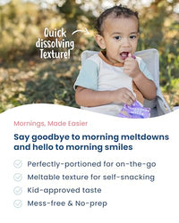 Thumbnail for Image 5 of Amara Breakfast Oat Melts - Organic Toddler Snack - Single Serve Fiber-Packed Oat Bites with Real Fruit, No Added Sugar, Quick Dissolving, Strawberry - 12 Pack
