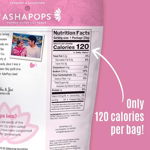 Image 2 of AshaPops Popped Water Lily Seeds, Himalayan Pink Salt, 1 oz Bags, Pack of 6