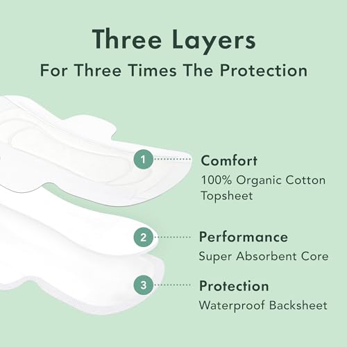 Image 3 of Rael Organic Cotton Cover Sanitary Pads for Women, Heavy (Overnight, 40 Ct)