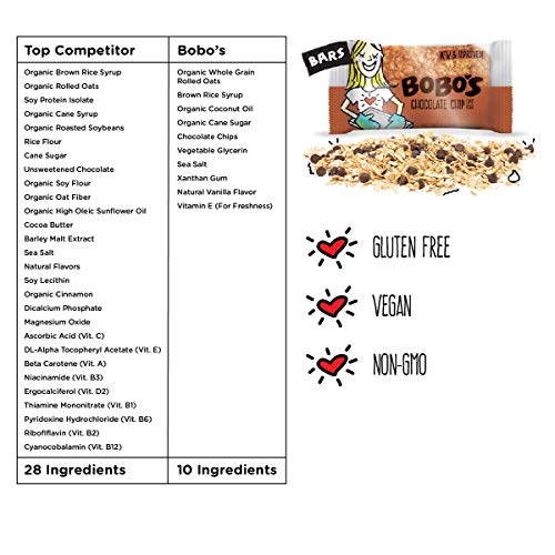 Image 2 of Bobo's Soft Baked Oatmeal Bars Oatmeal Bars, Chocolate Chip, 3oz (12 ct)