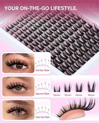 Thumbnail for Image 6 of EYDEVRO Bunny Lash Clusters Manga Eyelash Clusters Wet Look Fairy Wispy Cluster Eyelash Extensions Anime Cluster Lashes 120 Pcs 10-16mm C Curl DIY Lash Extensions