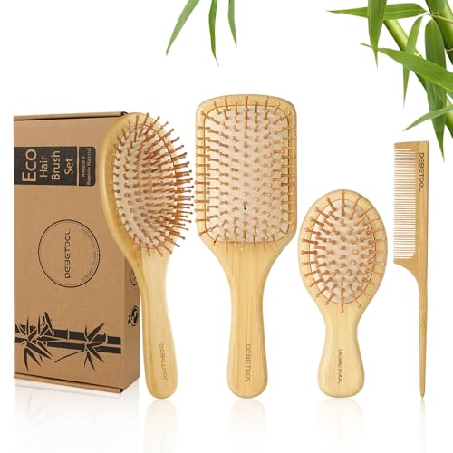 Image 1 of Default Title for the product DEBETOOL Bamboo Hair Brush Set with Wide-tooth and Tail Comb