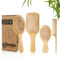 Thumbnail for Image 1 of Default Title for the product DEBETOOL Bamboo Hair Brush Set with Wide-tooth and Tail Comb